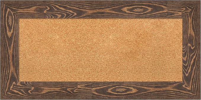 Amanti Art Natural Cork Board for Wall, 18x36 Vision Board with Brown Wood Frame, Medium Corkboard Office Decor for Home Organization, Country Rustic Corkboard Pinboard to Display Items for Home-DeskLoop Office