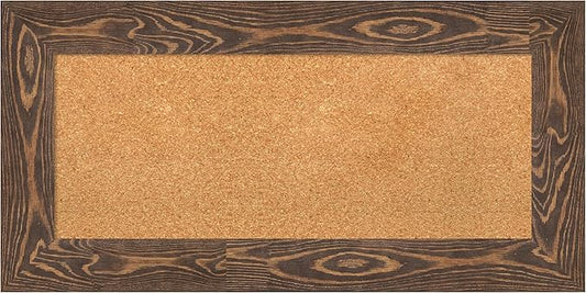 Amanti Art Natural Cork Board for Wall, 18x36 Vision Board with Brown Wood Frame, Medium Corkboard Office Decor for Home Organization, Country Rustic Corkboard Pinboard to Display Items for Home-DeskLoop Office