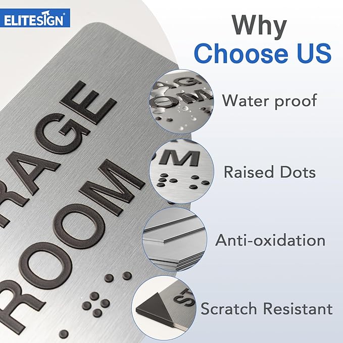 Mothers's Room Signs with Raised Text & Grade 2 Braille, Brushed - Image 2