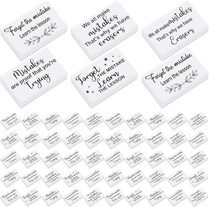 Nezyo 100 Pcs Inspirational Erasers Bulk for Kids Back to School Gifts Fun Erasers Motivational Reward Supplies for Classrooms Students Teachers Office Supplies(White)-DeskLoop Office