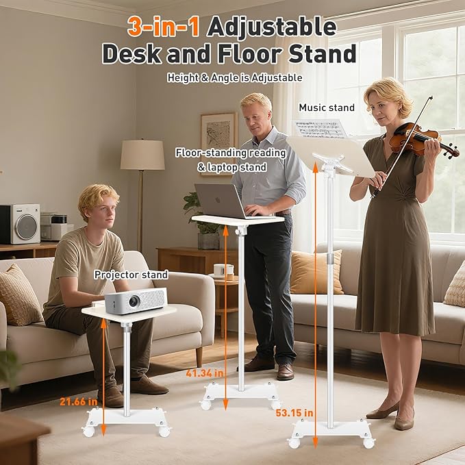 Rolling Book Stand with Wheels for Reading, Floor Standing Book Holder with - Image 3