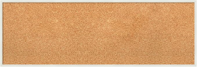 Amanti Art Natural Cork Board for Wall, 13x37 Vision Board with White Frame, Medium Corkboard Office Decor for Home Organization, Modern Corkboard Pinboard to Display Items for Home Organization in-DeskLoop Office