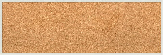 Amanti Art Natural Cork Board for Wall, 13x37 Vision Board with White Frame, Medium Corkboard Office Decor for Home Organization, Modern Corkboard Pinboard to Display Items for Home Organization in-DeskLoop Office