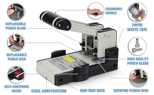 Carl, Heavy Duty 2 Hole, 100 Sheet Paper Punch - Image 8