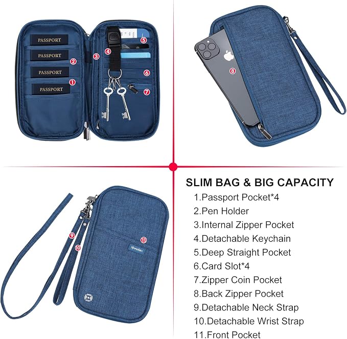 RFID Family Passport Wallet Holder Waterproof, Travel Document Organizer Credit - Image 3
