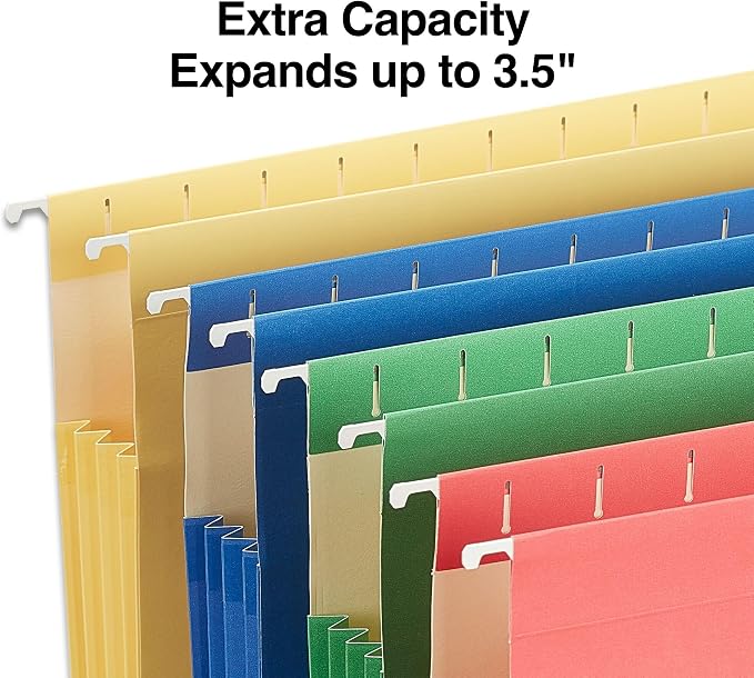Staples Hanging File Folders, Letter Size, 3.5‑Inch Expansion, 5‑Tab Assorted - Image 2