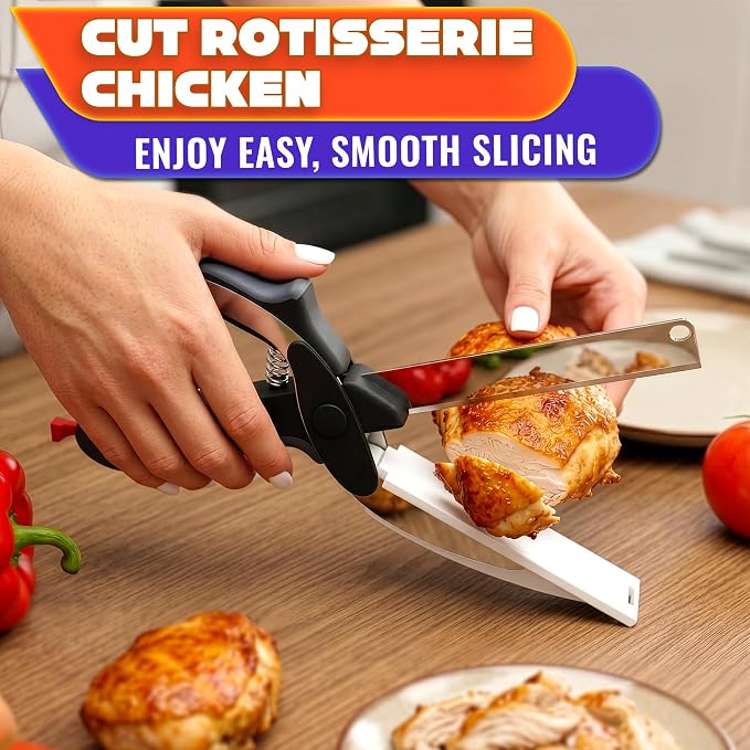2 in 1 Kitchen Scissors for Food – Stainless Steel 9.5" Tomato Knife Chops - Image 5