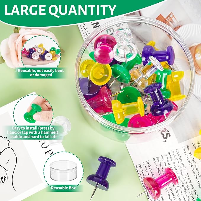 30 PCS Jumbo Push Pins for Bulletin Board, Large Thumb Tacks for Wall, 1.81 Inch - Image 4