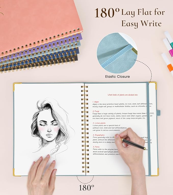 Blank Spiral Notebook Journal 8.5” x 11”, A4 Large Hardcover Sketch Book - Image 4