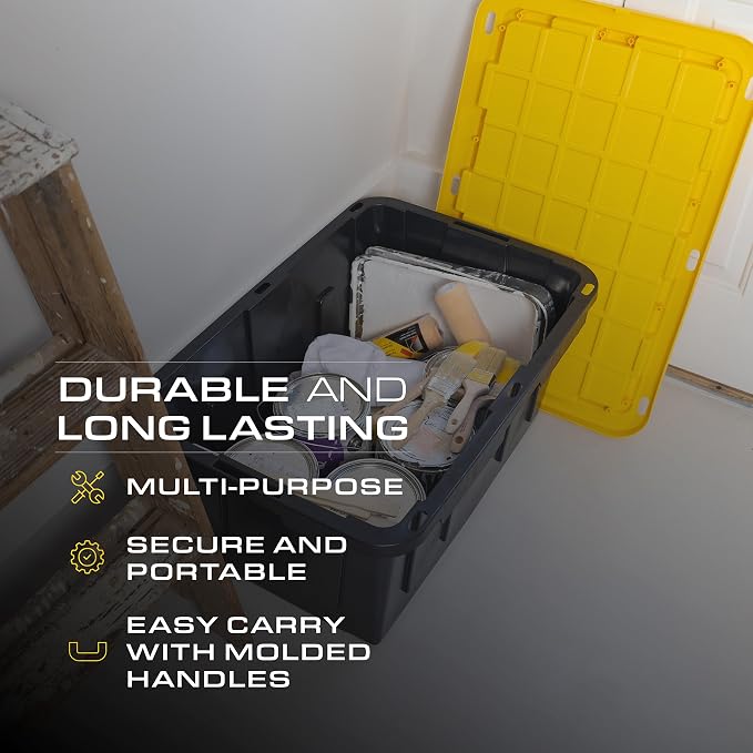 CX Black & Yellow 27-Gallon Heavy Duty Stackable Storage Bins - Image 5