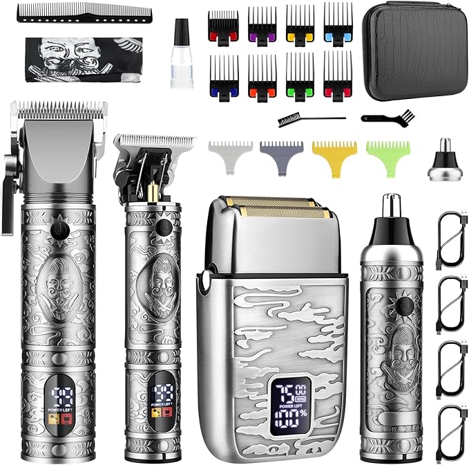 GSKY Professional Hair Clippers, Men's Beard Trimmer & Grooming Kit with Electric Razor, Clippers & Trimmers Set, Hair Cutting Machines-DeskLoop Office