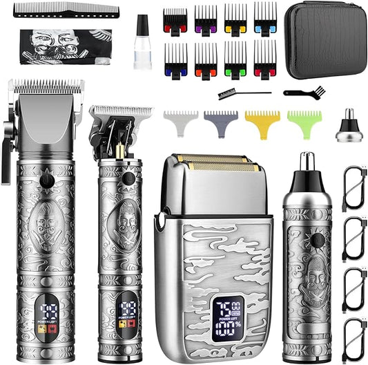 GSKY Professional Hair Clippers, Men's Beard Trimmer & Grooming Kit with Electric Razor, Clippers & Trimmers Set, Hair Cutting Machines-DeskLoop Office