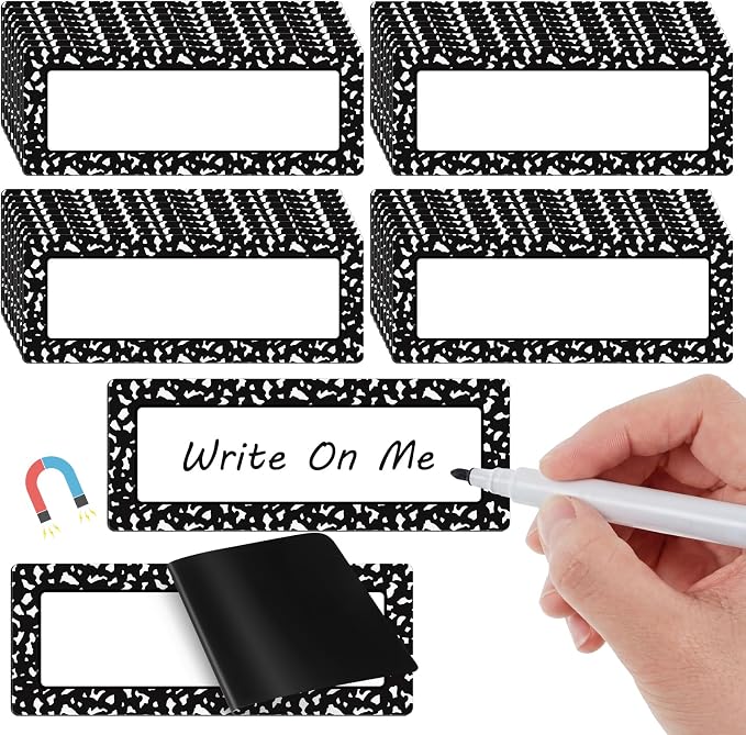 Eaasty 48 Pcs Dry Erase Magnetic Labels Reusable Magnetic Name Tag by Eaasty