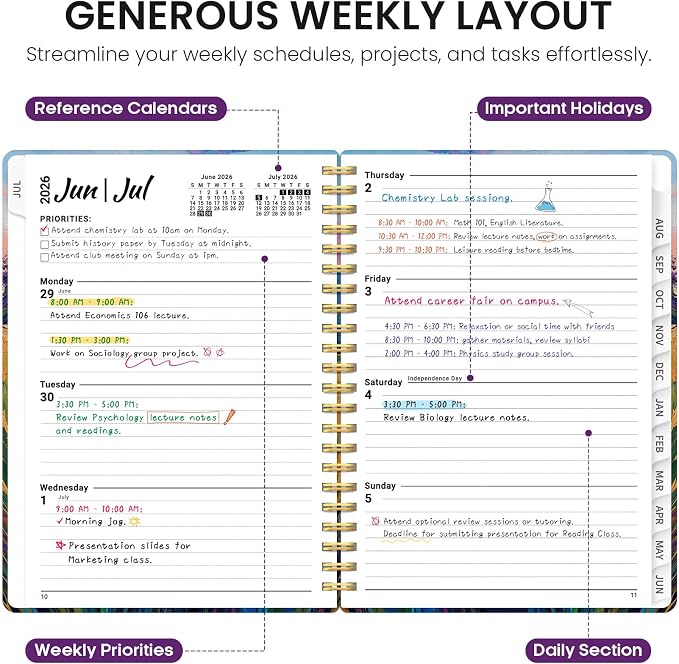 Planner 2026-2027, Academic Year Monthly and Weekly Calendar Planner, Jul 2026 - Image 3
