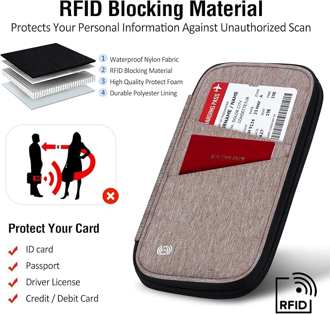 BKNOOU Passport Holder Family Rfid Blocking Travel Document Organizer, Travel - Image 2