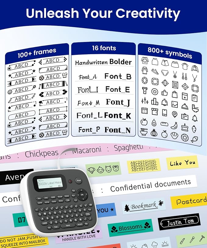 Label Maker Machine with Tape, Label Maker Waterproof Labels 12mm, D210s - Image 3