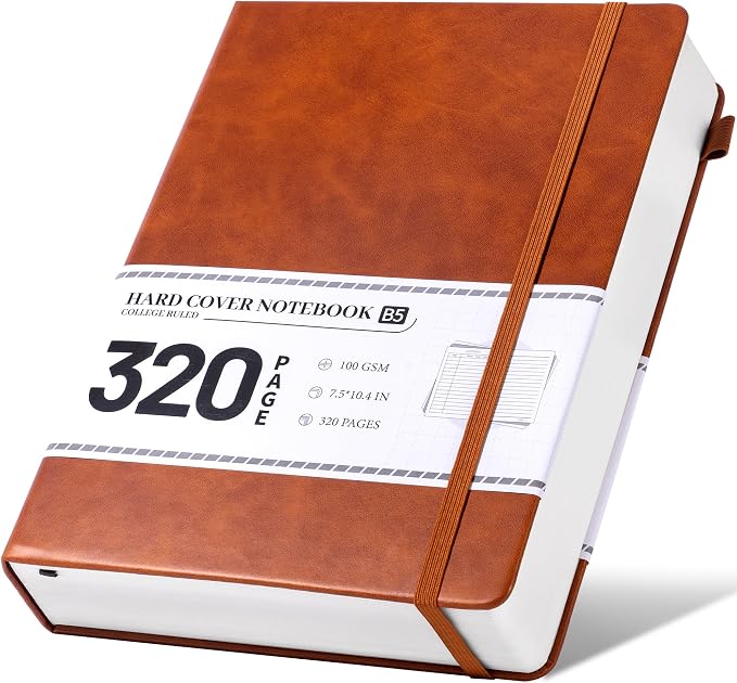 CAGIE Journal Notebook for Men Women Brown- B5 Large Journaling Notebooks by CAGIE