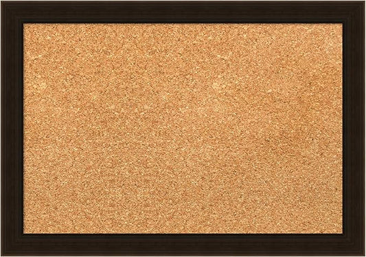 Amanti Art Natural Cork Board for Wall, 14x20 Vision Board with Brown Wood Frame, Small Corkboard Office Decor for Home Organization, Country Rustic Corkboard Pinboard to Display Items for Home-DeskLoop Office