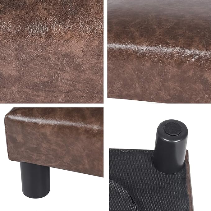 Joveco Small Footstool Ottoman Upholstered PU Leather Square Footrest Ottomans Small Foot Rest for Desk Couch Living Room Bedroom Office (Brown)-DeskLoop Office