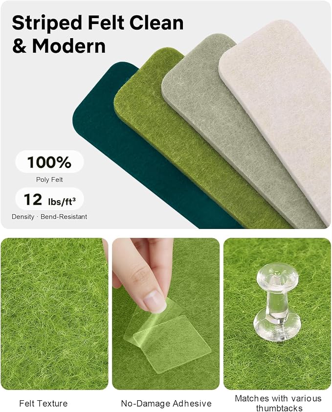 Small Cork Bulletin Board Tiles, Felt Wall Decor and Office Desk Accessories - Image 3