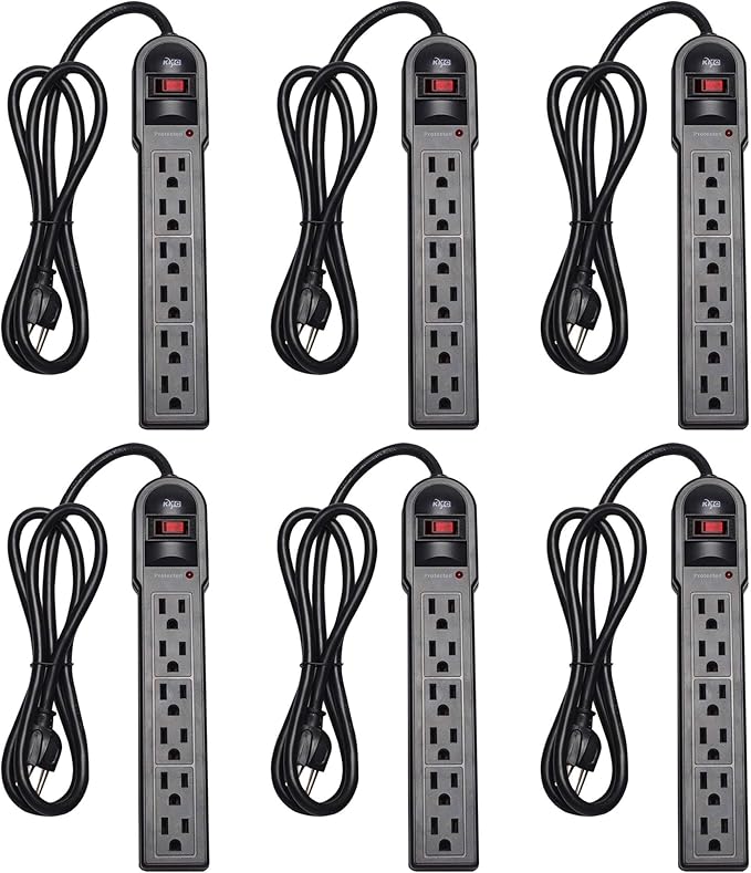 KMC 6-Outlet Surge Protector Power Strip 6 Pack-DeskLoop Office