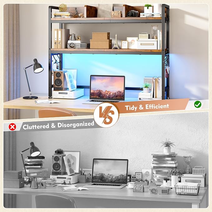 REIBII 2-Tier Desk Shelf with LED - Image 6