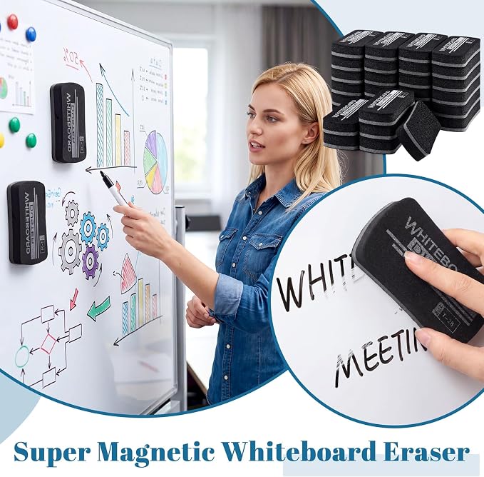 Outus 12 Pcs White Board Erasers Bulk Magnetic Dry Erase Erasers Assorted Color - Image 7