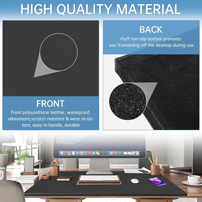 AKOZLIN 35.4"x22.8" Soft PU Leather Surface Office Desk Mouse Mat Pad - Image 5