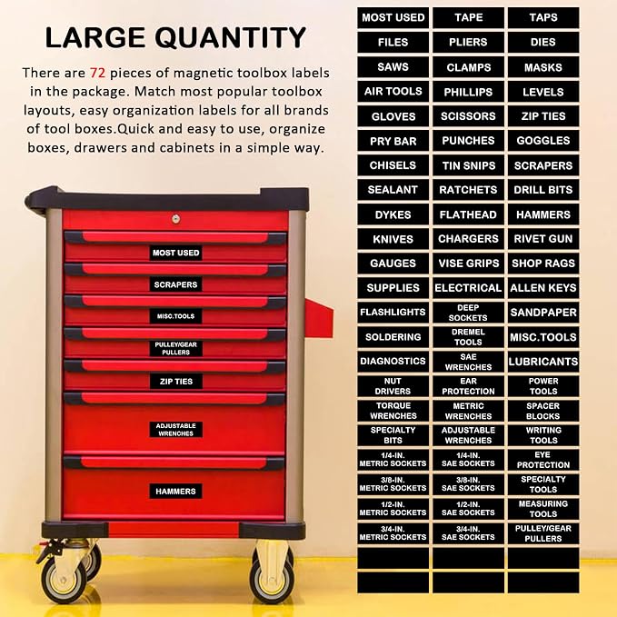 Magnetic Tool Box Organization Labels, Tool Chest Organizer Labels - Image 6