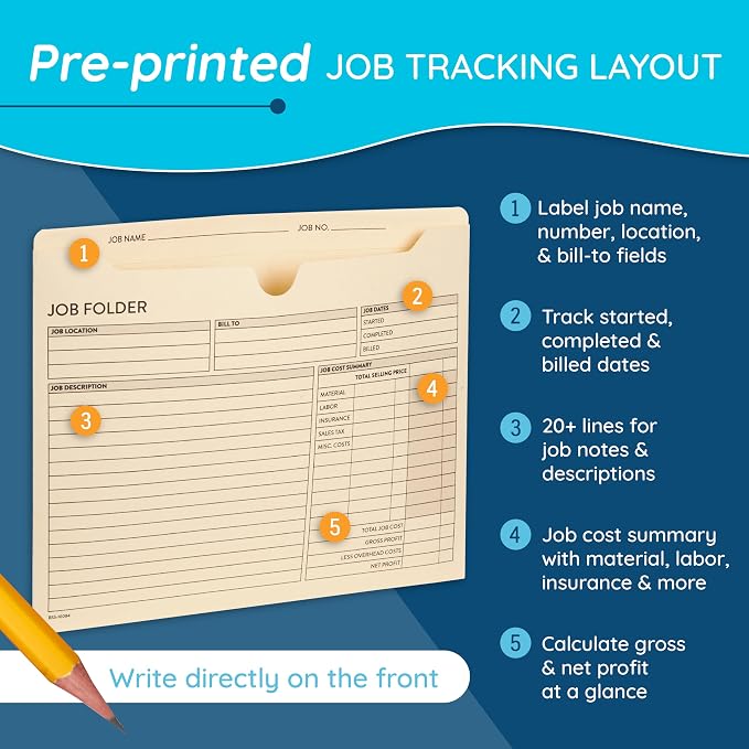 100 Blue Summit Supplies Job Folders Construction, 10 x 12 Inches, Project - Image 3