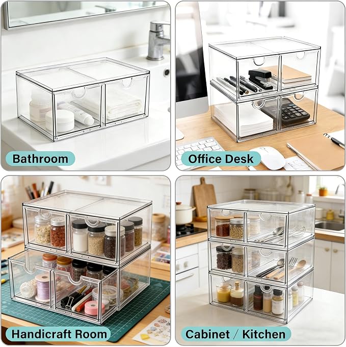Prsildan 6 Small Drawers Stackable Storage Drawer Clear Acrylic Organizer | - Image 4