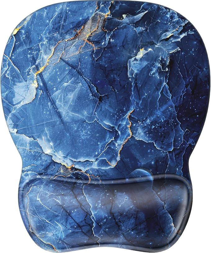 MROCO Ergonomic Mouse Pad with Gel Wrist Rest, 9.4 x 8.1 in, Ocean Marble | by MROCO