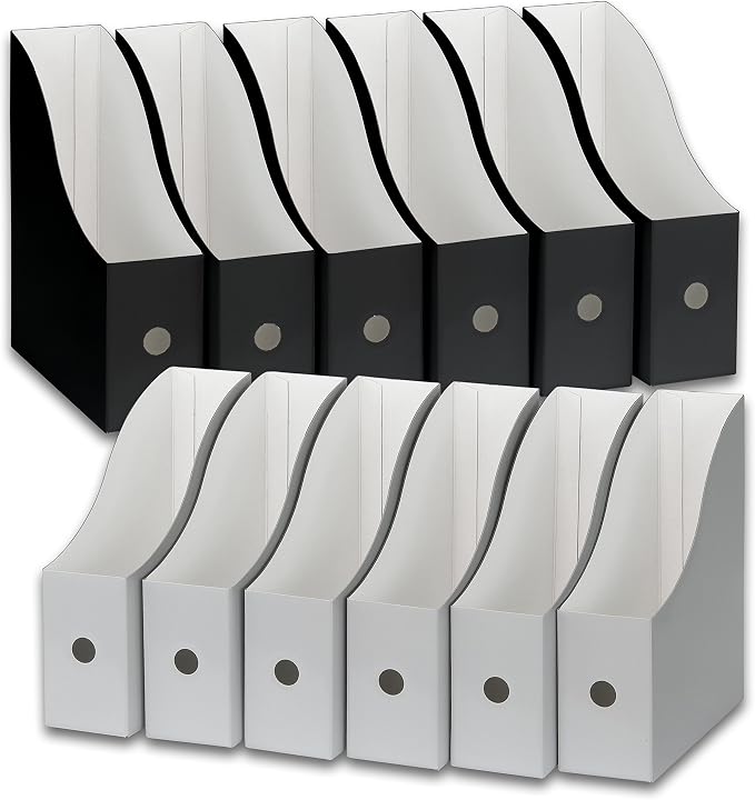 Simple Houseware 12-Pack Magazine File Holder Box, Foldable Cardboard Organizer - Image 2