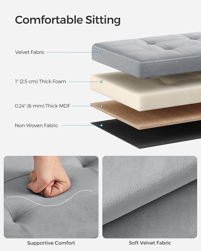 SONGMICS Storage Ottoman, Foldable Small Ottoman Foot Rest, 12.2 x 16.1 Inches - Image 4