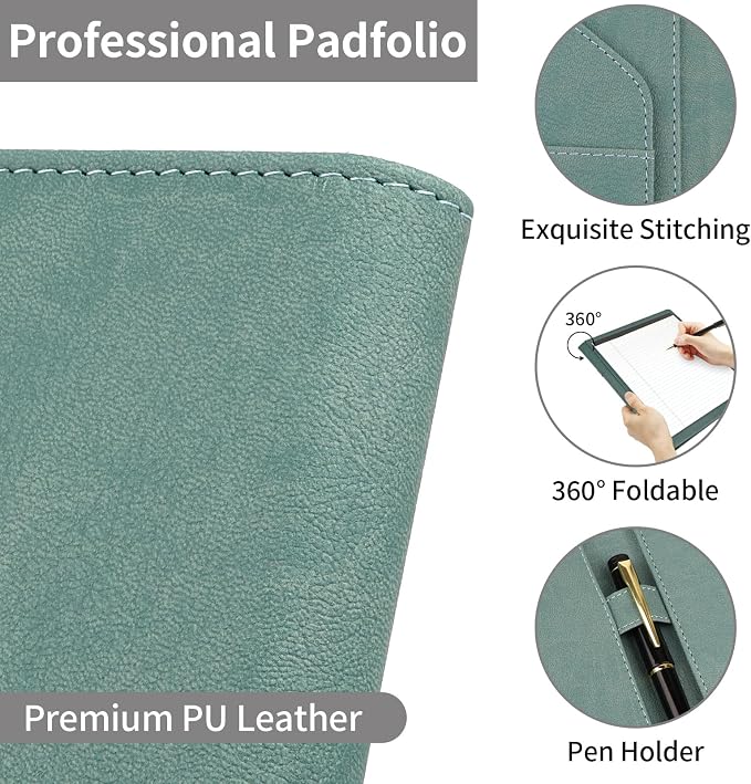 MOWPOG Professional Padfolio Portfolio Binder, Faux Leather Interview Resume - Image 5