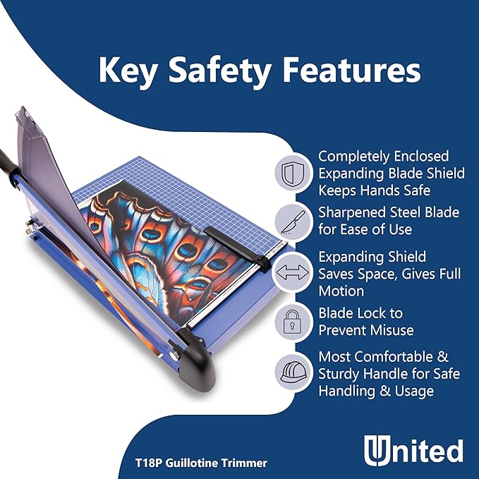 United Office Products T18P Professional Guillotine Paper Trimmer, Sturdy Metal Base, 18" Cut Length, 40 Sheet Capacity, Paper Cutter for Offices, Schools and Crafts-DeskLoop Office