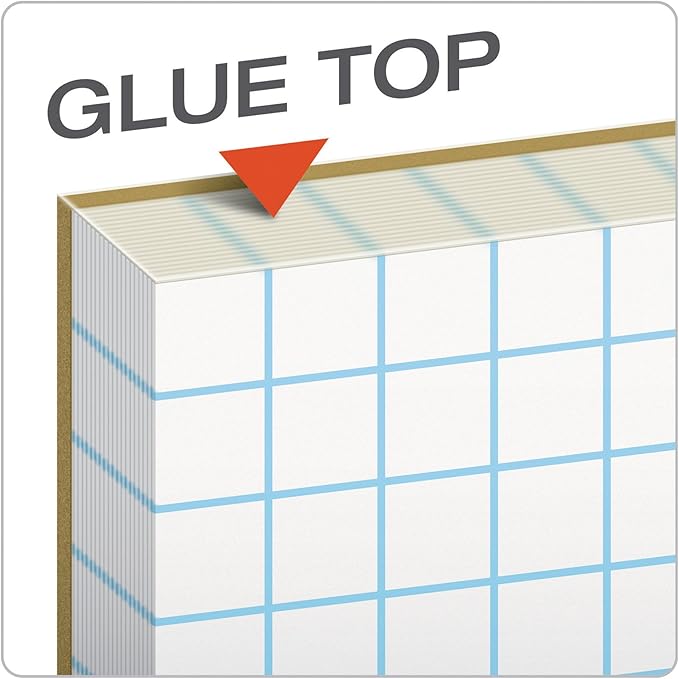 TOPS 33101 Quadrille Pads, 10 Squares/Inch, 8 1/2 x 11, White, 50 Sheets-DeskLoop Office