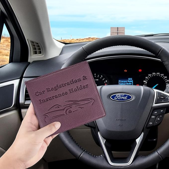 Car Registration and Insurance Holder, Premium PU Leather Vehicle Glove Box Car - Image 6