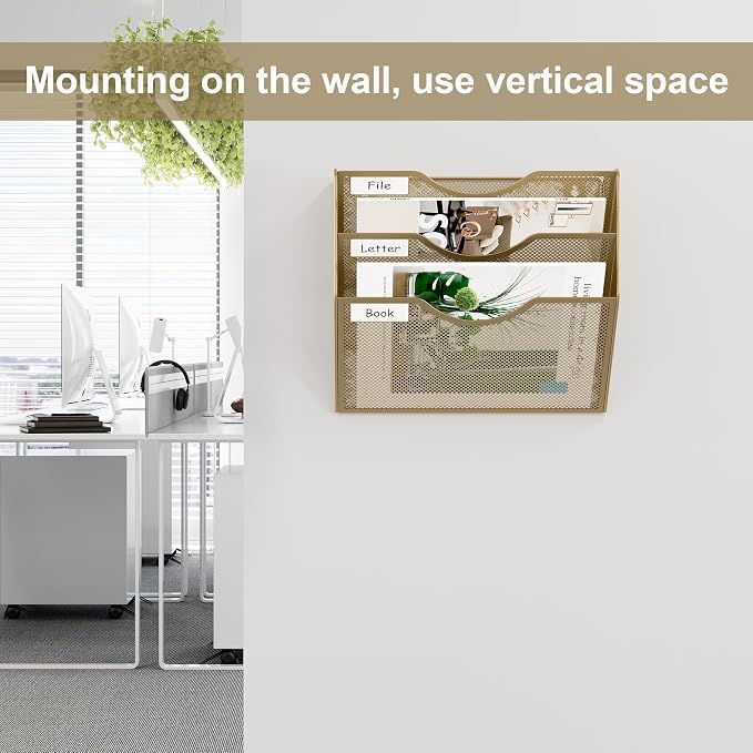 EasyPAG 3 Pocket Mesh Wall File Organizer, Hanging Paper Folder Holder - Image 4