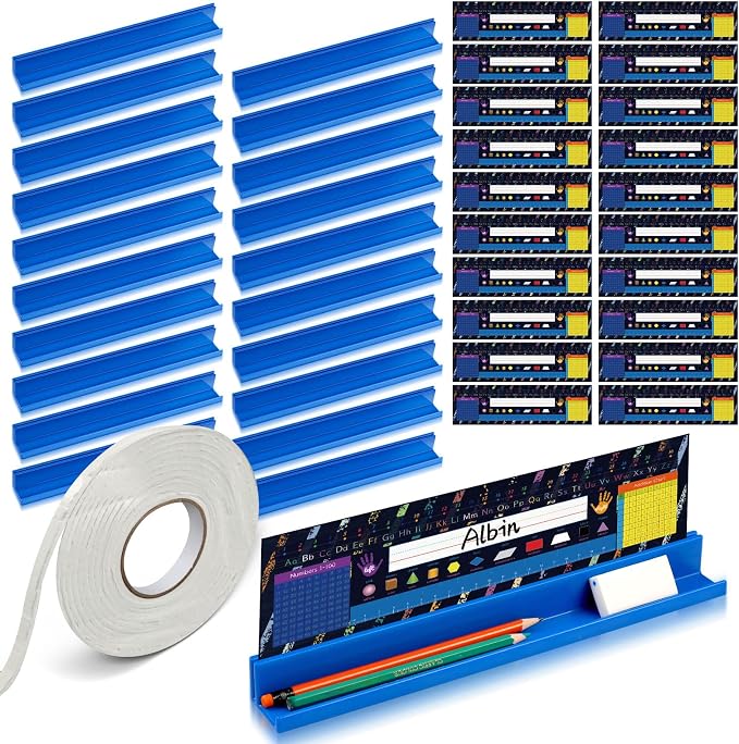 PerKoop 20 Pcs Classroom Desk Name Plates Holder Set Index Cards Storage by PerKoop