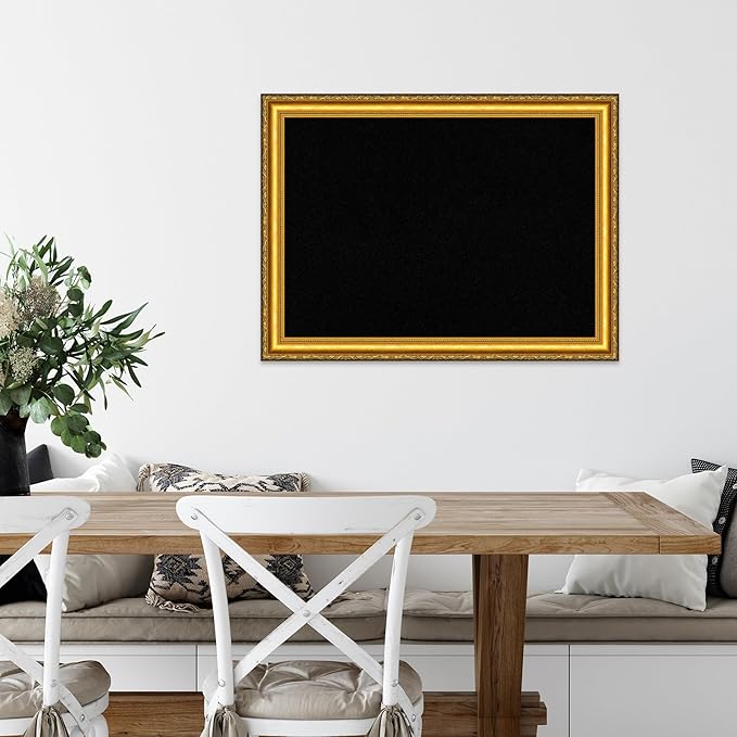 Amanti Art Black Cork Board for Wall, 24x32 Vision Board with Gold Wood Frame, Medium Corkboard Office Decor for Home Organization, Traditional Corkboard Pinboard to display items for home-DeskLoop Office