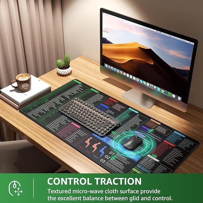 KTRIO Excel Shortcuts Mousepad, Desk Mat, 31.5 x 15.7 in, XXL | Smooth - Image 6