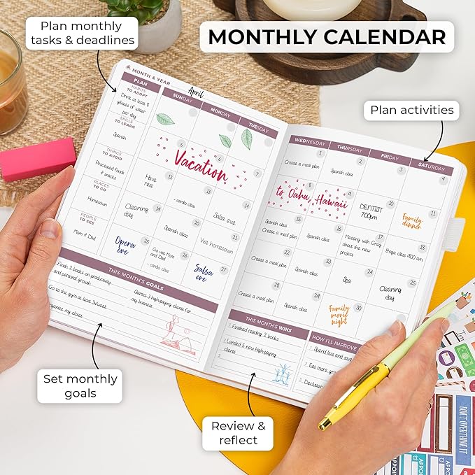 Clever Fox Planner 2nd Edition – Colorful Weekly & Monthly Goal Planner, Time Management & Productivity Organizer, Undated, A5 (White)-DeskLoop Office