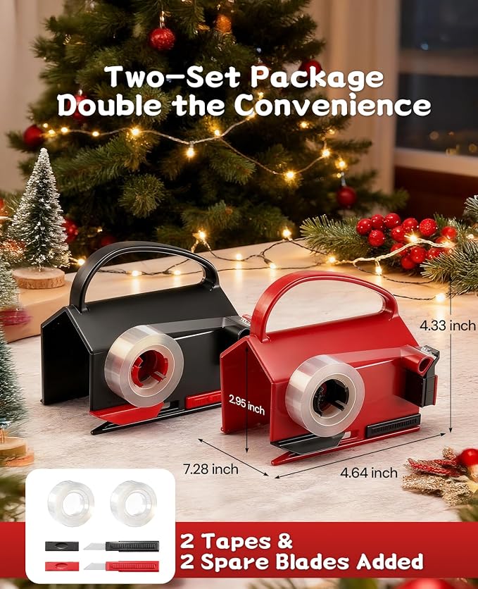 2 Pack Wrapping Paper Cutter & Tape Dispenser Dual Use, Gift Wrap Cutter Tool - Image 6