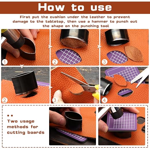 8 Pcs Leather Fusiform Cutter Tool Set, Leather Punch Set, High Carbon Steel - Image 4