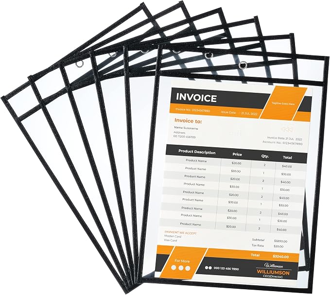 Mr. Pen- Reusable Dry Erase Pocket Sleeves, 10.2" x 14", 6 Pack, Ticket Holders by MrPen