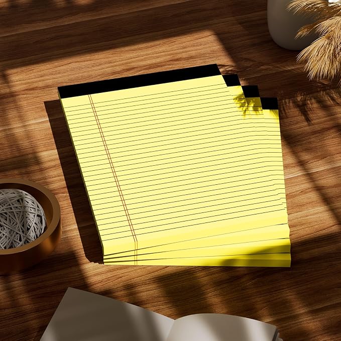 Legal Pads 8.5 x 11 Note Pads Wide Ruled 4 Pack, Lined Notepad 8.5 x 11 Canary - Image 6