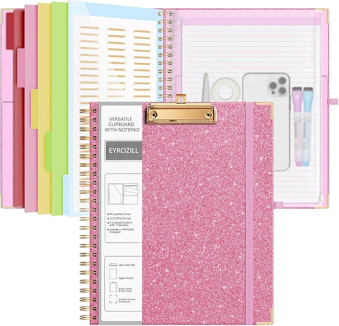 EYROZILL Clipboard Folio with Storage Pocket Organizer Folder Refillable Lined by EYROZILL