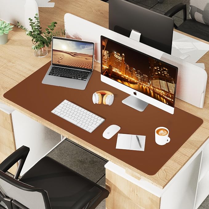 Leather Desk Pad Protector, Mouse Pad, Office Desk Mat, Non-Slip PU Leather - Image 7