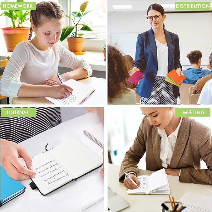 feela Pocket Small Notebooks Bulk, Mini Cute Notepads Hardcover College Ruled Lined Journals with Pen Holder for School Business Memos, with 15 Black Pens, 3.5”x 5.5”, 15 Pack, A6, Solid Colors-DeskLoop Office